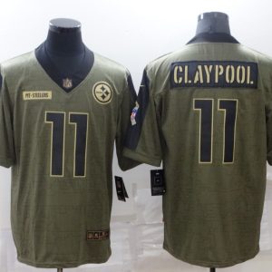Men's Pittsburgh Steelers #11 Claypool 2021 Olive Salute To Service Limited Jersey