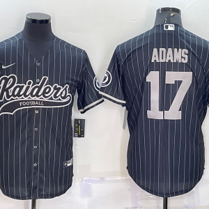 Men's Las Vegas Raiders Raiders #17 Davante Adams Black With Patch Baseball Nike Jersey
