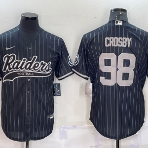 Men's Las Vegas Raiders Raiders #98 Maxx Crosby Black With Patch Baseball Nike Jersey