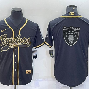 Men's Las Vegas Raiders Raiders Blank Black Gold With Patch Baseball Jersey