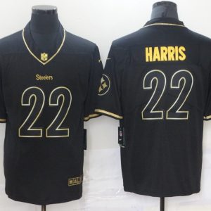 Men's Pittsburgh Steelers #22 Najee Harris Black Golden Edition Limited Jersey