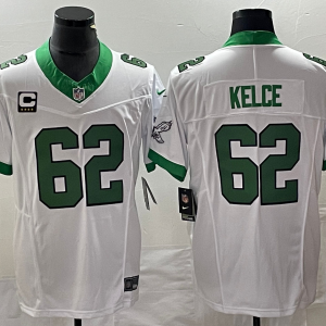Men's Philadelphia Eagles #62 Jason Kelce White 2023 F.U.S.E. Vapor Limited With C Patch Jersey