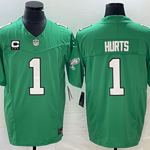 Men's Philadelphia Eagles #1 Jalen Hurts Green 2023 F.U.S.E. Vapor Limited With C Patch Jersey