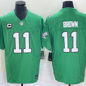 Men's Philadelphia Eagles #11 A. J. Brown Green 2023 F.U.S.E. Vapor Limited With C Patch Jersey