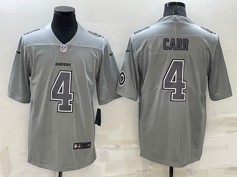 Men's Las Vegas Raiders Raiders #4 Derek Carr Grey Atmosphere Fashion Limited Jersey