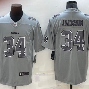 Men's Las Vegas Raiders Raiders #34 Bo Jackson Grey Atmosphere Fashion Limited Jersey