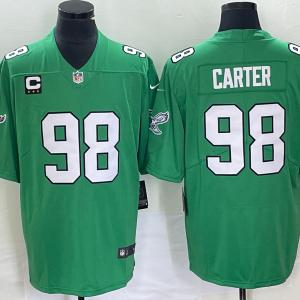 Men's Philadelphia Eagles #98 Jalen Carter Green Vapor Limited With C Patch Jersey