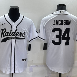 Men's Las Vegas Raiders Raiders #34 Bo Jackson White Baseball Jersey