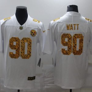 Men's Pittsburgh Steelers #90 Watt White Leopard Limited Jersey