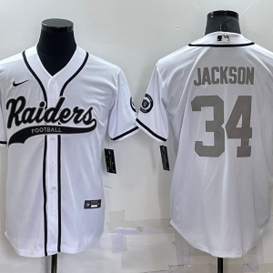 Men's Las Vegas Raiders Raiders #34 Bo Jackson White Baseball Jersey