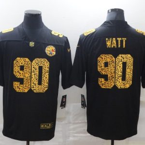 Men's Pittsburgh Steelers #90 Watt Black Leopard Limited Jersey