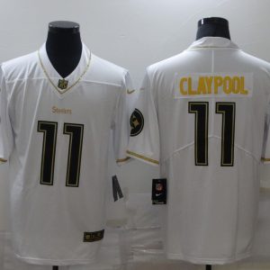Men's Pittsburgh Steelers #11 Claypool White 2019 100th Season Golden Edition Limited Jersey