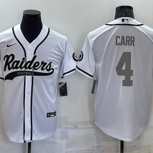 Men's Las Vegas Raiders Raiders #4 Derek Carr White Baseball Jersey