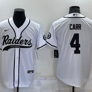Men's Las Vegas Raiders Raiders #4 Derek Carr White Baseball Jersey