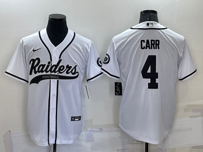 Men's Las Vegas Raiders Raiders #4 Derek Carr White Baseball Jersey
