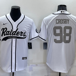 Men's Las Vegas Raiders Raiders #98 Maxx Crosby White Baseball Jersey