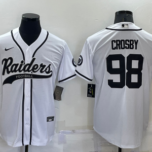 Men's Las Vegas Raiders Raiders #98 Maxx Crosby White Baseball Jersey