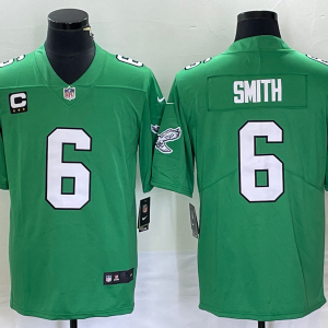 Men's Philadelphia Eagles #6 DeVonta Smith Green Vapor Limited With C Patch Jersey