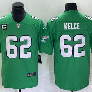 Men's Philadelphia Eagles #62 Jason Kelce Green Vapor Limited With C Patch Jersey