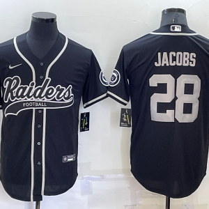 Men's Las Vegas Raiders Raiders #28 Josh Jacobs Black Baseball Jersey