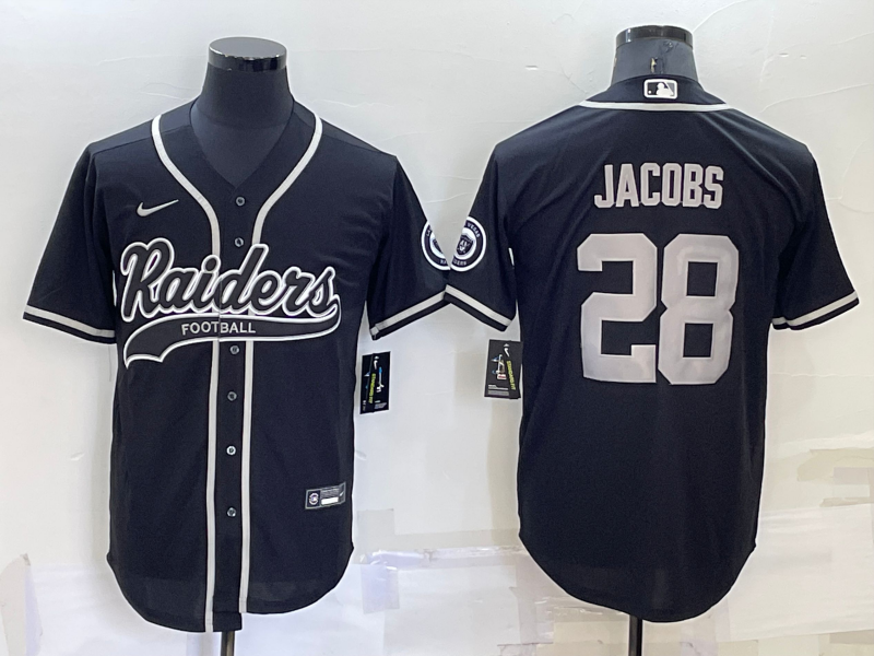Men's Las Vegas Raiders Raiders #28 Josh Jacobs Black Baseball Jersey