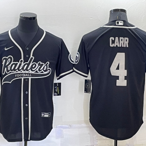 Men's Las Vegas Raiders Raiders #4 Derek Carr Black Baseball Jersey