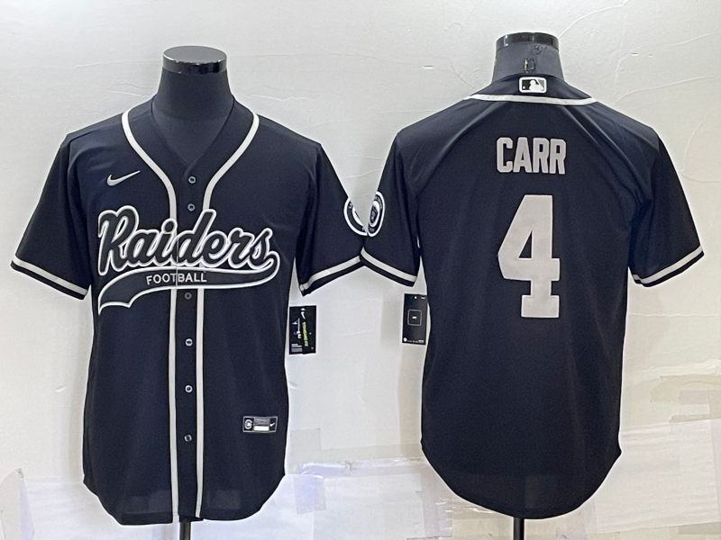 Men's Las Vegas Raiders Raiders #4 Derek Carr Black Baseball Jersey