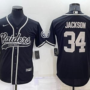 Men's Las Vegas Raiders Raiders #34 Bo Jackson Black Baseball Jersey