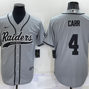 Men's Las Vegas Raiders Raiders #4 Derek Carr Grey Baseball Jersey