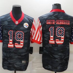 Men's Pittsburgh Steelers #19 JuJu Smith-Schuster 2020 Camo USA Flag Limited Jersey