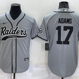 Men's Las Vegas Raiders Raiders #17 Davante Adams Grey Baseball Jersey