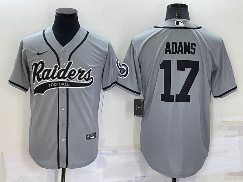 Men's Las Vegas Raiders Raiders #17 Davante Adams Grey Baseball Jersey