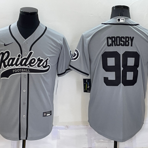 Men's Las Vegas Raiders Raiders #98 Maxx Crosby Grey Baseball Jersey