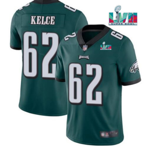 Men's Philadelphia Eagles #62 Jason Kelce Green Super Bowl LVII Patch Vapor Untouchable Jersey