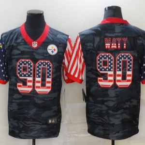 Men's Pittsburgh Steelers #90 T. J. Watt 2020 Camo USA Flag Limited Jersey
