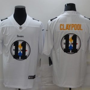 Men's Pittsburgh Steelers #11 Claypool White Shadow Logo Limited Jersey