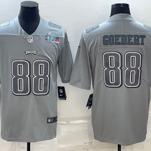 NEW Nike Philadelphia Eagles 88 Goedert Gray Super Bowl LVII Patch Atmosphere Fashion Limited Jersey