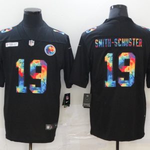 Men's Pittsburgh Steelers #19 JuJu Smith-Schuster Black Rainbow Limited Jersey