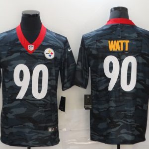 Men's Pittsburgh Steelers #90 T. J. Watt 2020 Black Camo Limited Jersey