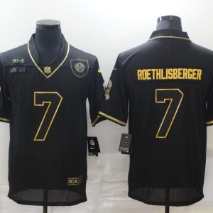 Men's Pittsburgh Steelers #7 Ben Roethlisberger Black/Gold Salute To Service Limited Jersey