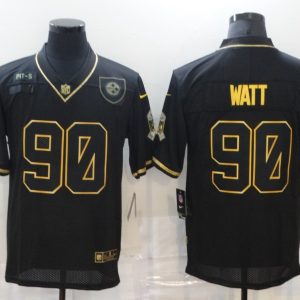Men's Pittsburgh Steelers #90 T. J. Watt Black/Gold Salute To Service Limited Jersey