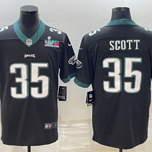 Men's Philadelphia Eagles #35 Boston Scott Black Super Bowl LVII Patch Vapor Untouchable Limited Jersey