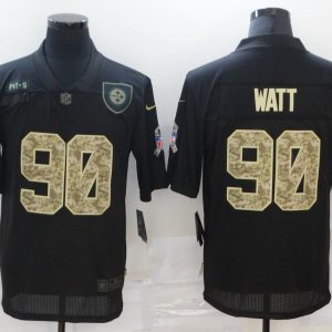 Men's Pittsburgh Steelers #90 T. J. Watt Black Camo Salute To Service Limited Jersey