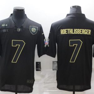 Men's Pittsburgh Steelers #7 Ben Roethlisberger 2020 Black Salute To Service Limited Jersey