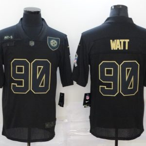 Men's Pittsburgh Steelers #90 T. J. Watt 2020 Black Salute To Service Limited Jersey