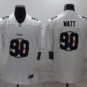 Men's Pittsburgh Steelers #90 T. J. Watt White Shadow Logo Limited Jersey