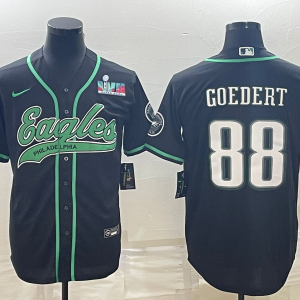Men's Philadelphia Eagles #88 Dallas Goedert Black With Super Bowl LVII Patch Limited Jersey
