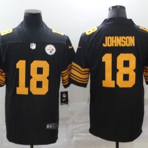 Men's Pittsburgh Steelers #18 Johnson 2020 Black Color Rush Limited Jersey