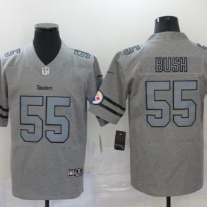 Men's Pittsburgh Steelers #55 Devin Bush 2019 Gray Gridiron Team Logo Limited Jersey