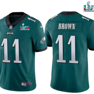 Men's Philadelphia Eagles #11 A.J. Brown Green Super Bowl LVII Patch Vapor Untouchable Limited Jersey
